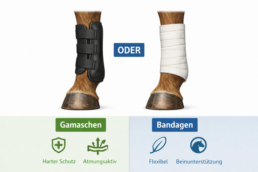 Gamaschen oder Bandagen Unterschied Pferd Vergleich