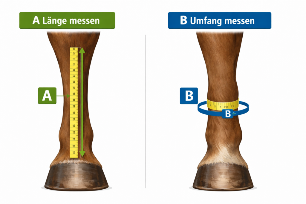 Gamaschen Größe Pferd messen Länge Umfang Pferdebein