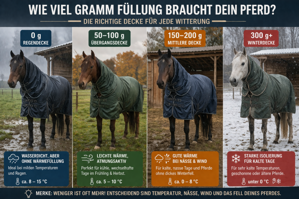 Übersicht Temperatur Pferdedecken